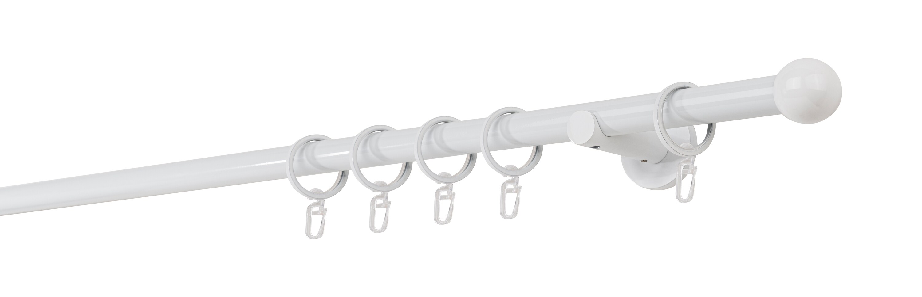 20mm,1-l&auml;ufig,Rohr,Wandtr&auml;ger 6,5cm,Endst&uuml;ck ball Farbe: Wei&szlig;, Gr&ouml;&szlig;e: 220cm 