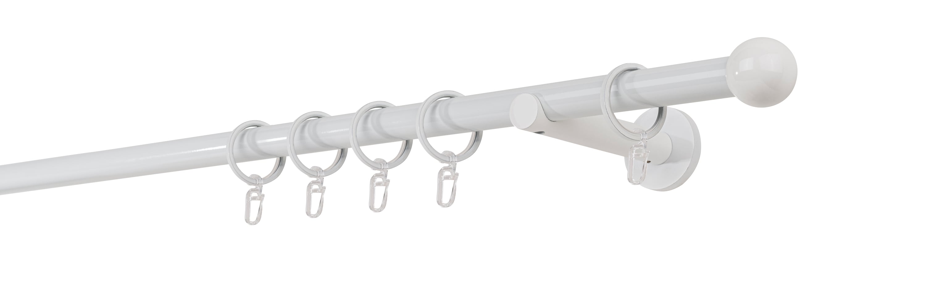 20mm,1-l&auml;ufig,Rohr,Wandtr&auml;ger 12cm,Endst&uuml;ck ball Farbe: Wei&szlig;, Gr&ouml;&szlig;e: 240cm 