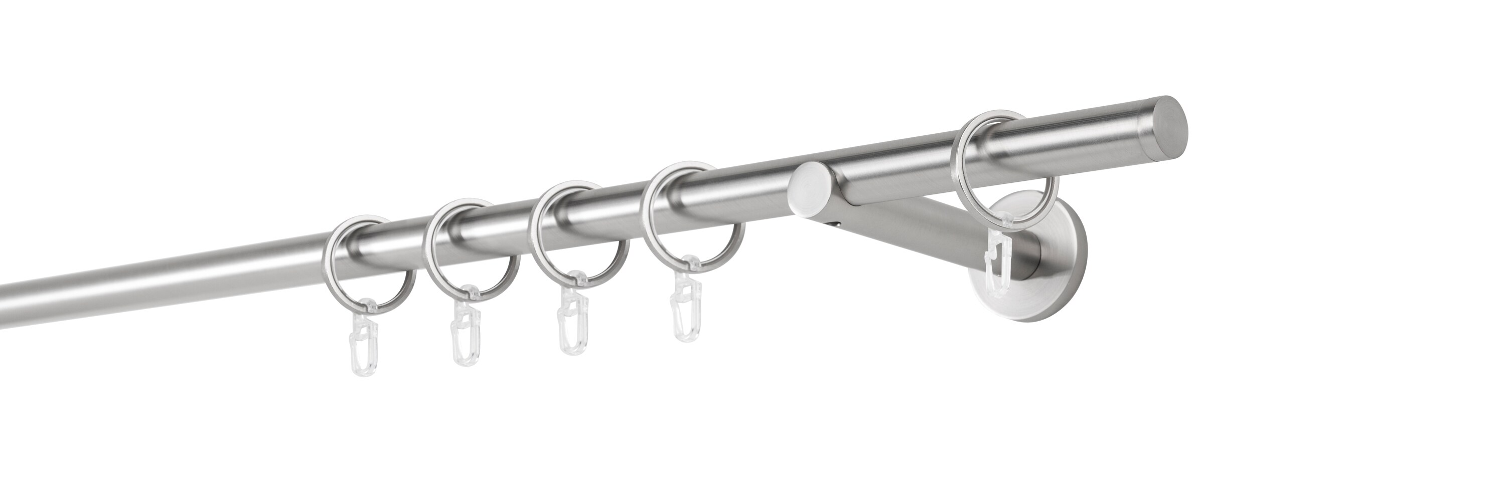 20mm,1-l&auml;ufig,Rohr,Wandtr&auml;ger 12cm,Endst&uuml;ck match Farbe: Edelstahl-Optik, Gr&ouml;&szlig;e: 150cm 