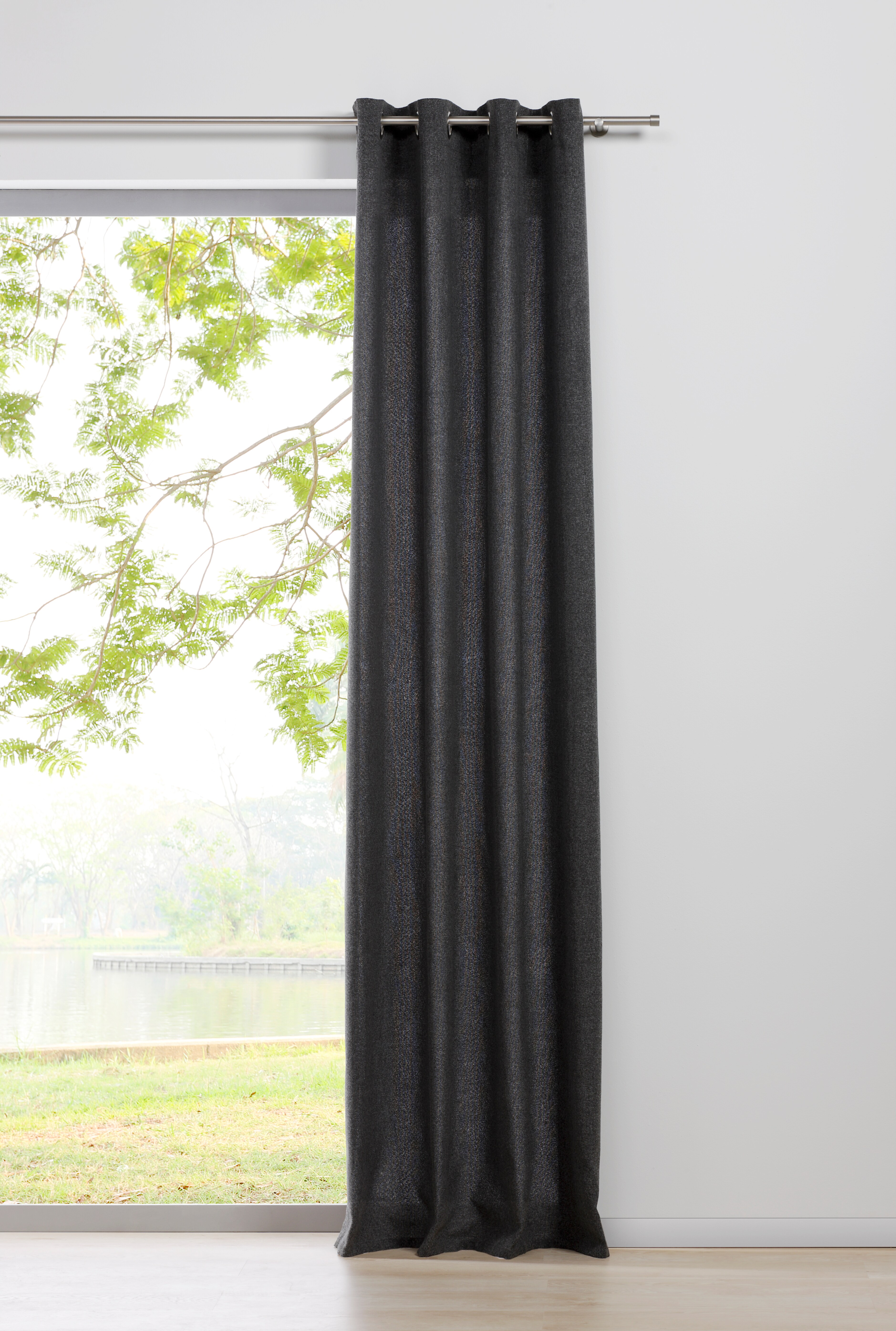 Ondeco &Ouml;senschal Chalet Gardinen Blickdicht Vorhang Schlafzimmer &Ouml;sen Vorh&auml;nge Blickdicht 1er Set Farbe: Anthrazit, Gr&ouml;&szlig;e: 135x300 cm 