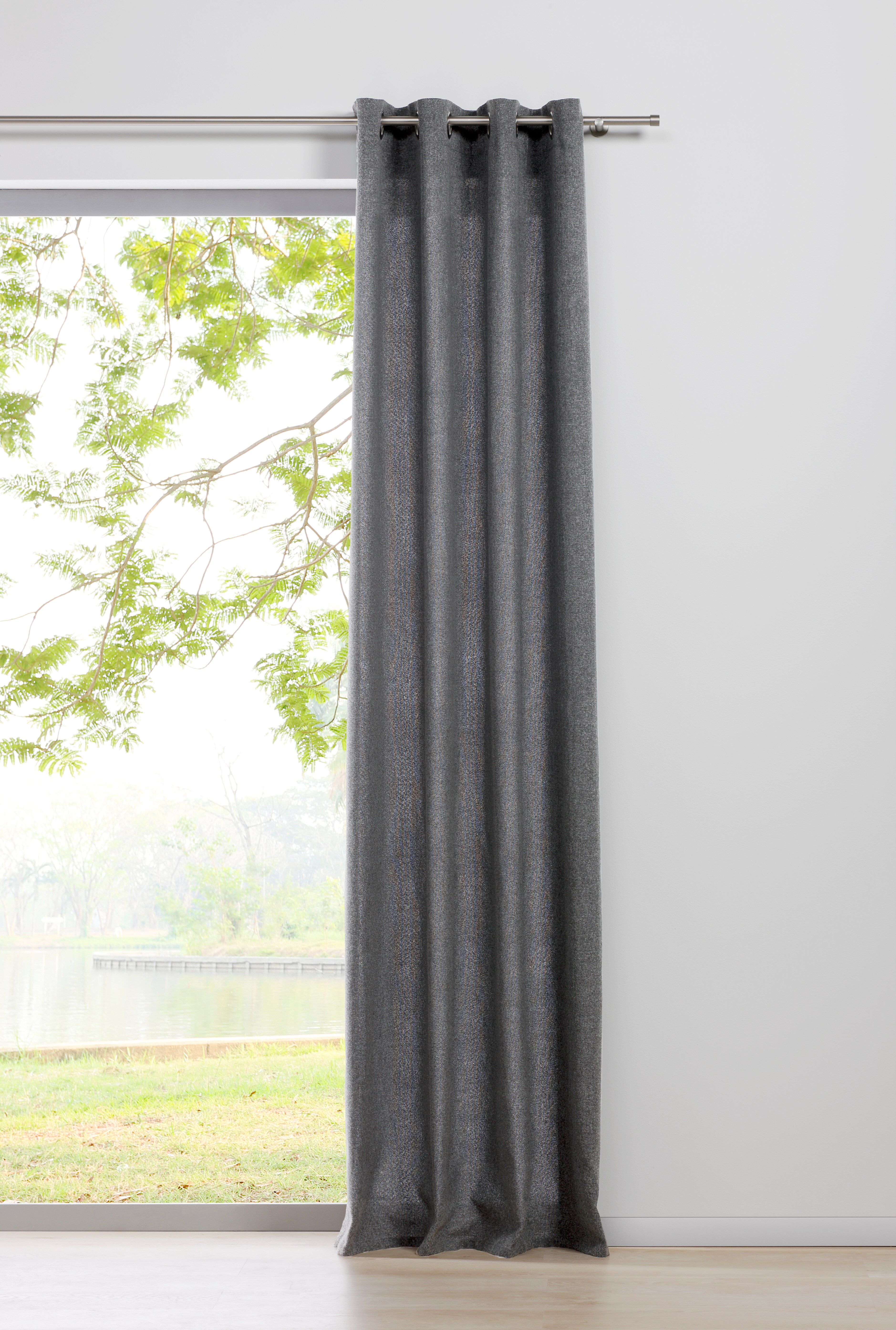 Ondeco &Ouml;senschal Chalet Gardinen Blickdicht Vorhang Schlafzimmer &Ouml;sen Vorh&auml;nge Blickdicht 1er Set Farbe: Grau, Gr&ouml;&szlig;e: 135x300 cm 