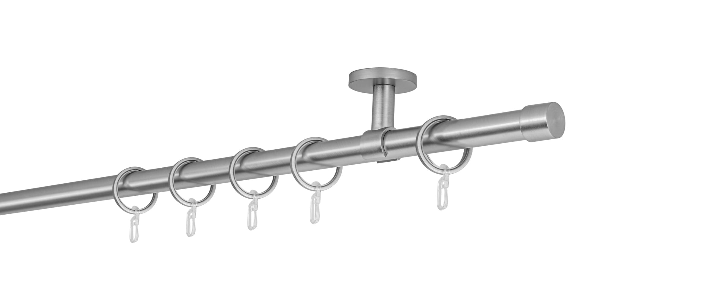 20mm,1-l&auml;ufig,Rohr,Deckentr&auml;ger classic,Endst&uuml;ck cap Gr&ouml;&szlig;e: 210cm, Farbvariante: Edelstahl-Optik 