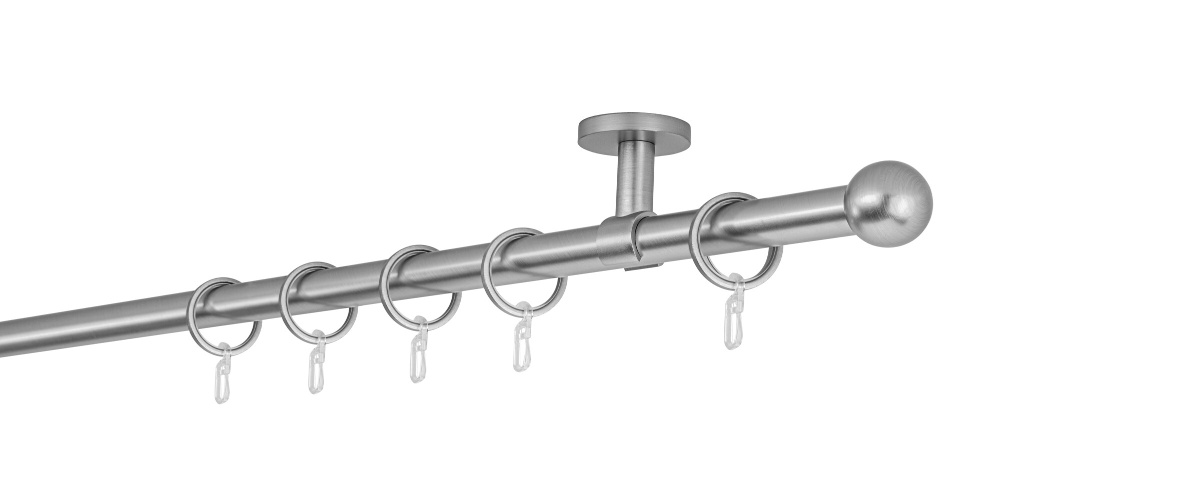 20mm,1-l&auml;ufig,Rohr,Deckentr&auml;ger classic,Endst&uuml;ck ball Gr&ouml;&szlig;e: 100cm, Farbvariante: Edelstahl-Optik 