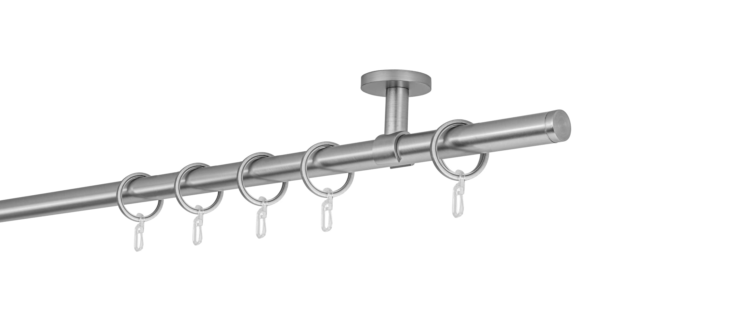 20mm,1-l&auml;ufig,Rohr,Deckentr&auml;ger classic,Endst&uuml;ck match Gr&ouml;&szlig;e: 100cm, Farbvariante: Edelstahl-Optik 