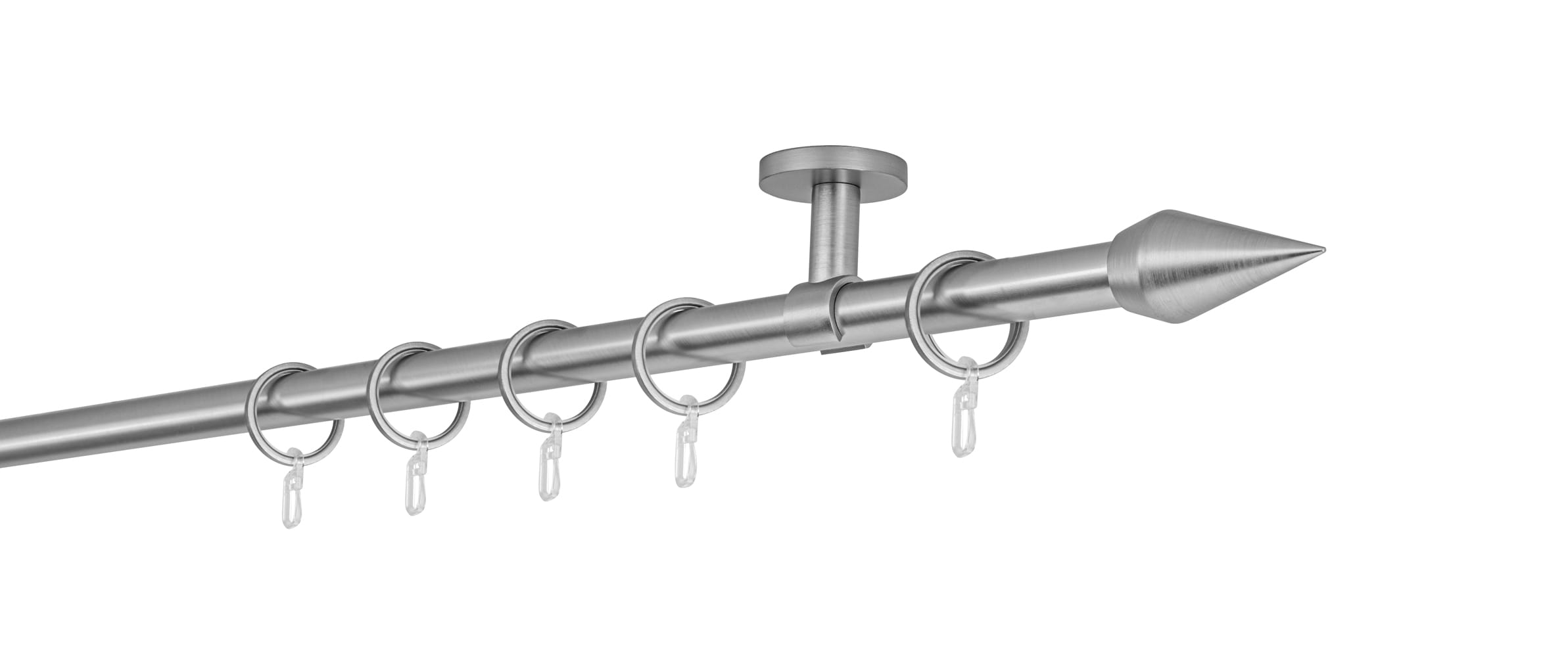 20mm,1-l&auml;ufig,Rohr,Deckentr&auml;ger classic,Endst&uuml;ck point Gr&ouml;&szlig;e: 100cm, Farbvariante: Edelstahl-Optik 