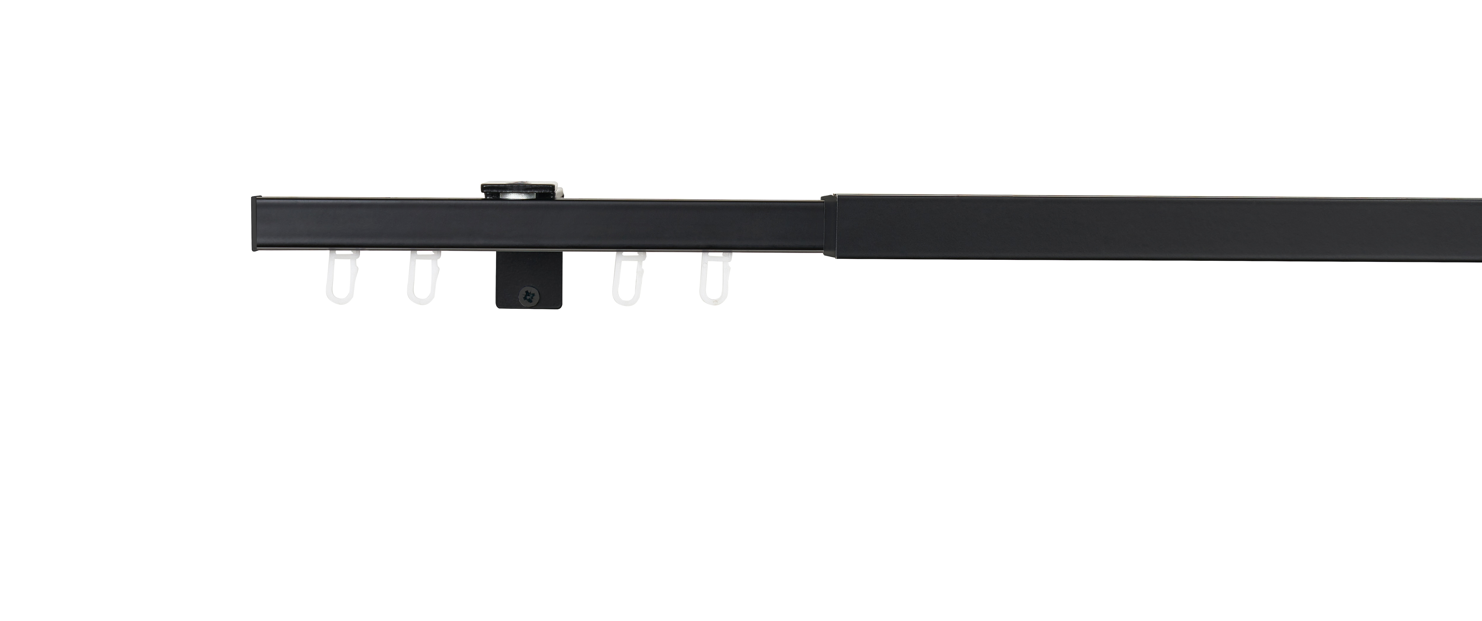 Ondeco Vorhangschiene ausziehbar Gardinenschiene innenlauf Gardinenstange Deckenmontage modern 1-Lauf Farbe: Schwarz, Gr&ouml;&szlig;e: 120-210 cm 