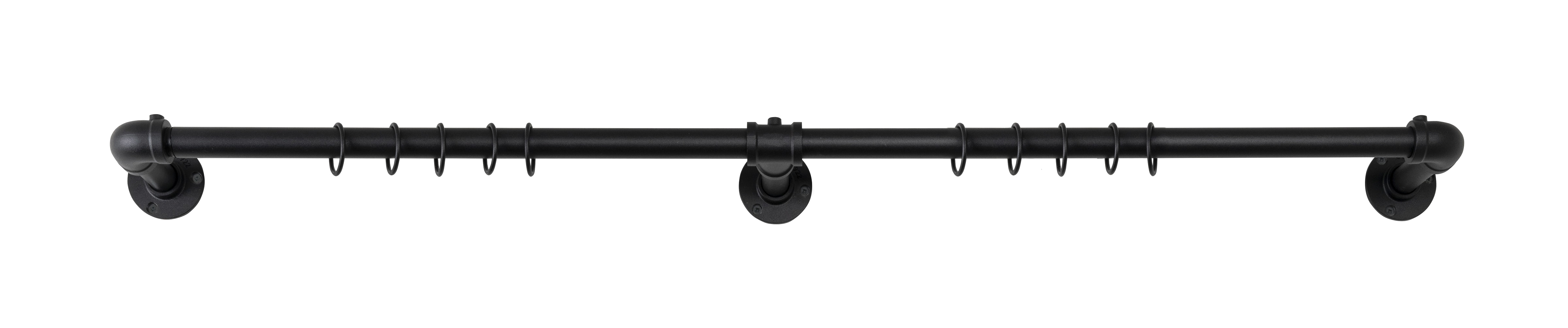 Ondeco Gardinenstange Industrie ausziehbar f&uuml;r Verdunkelungsvorh&auml;nge  22/25mm Farbe: Schwarz, Gr&ouml;&szlig;e: 120-210 cm 