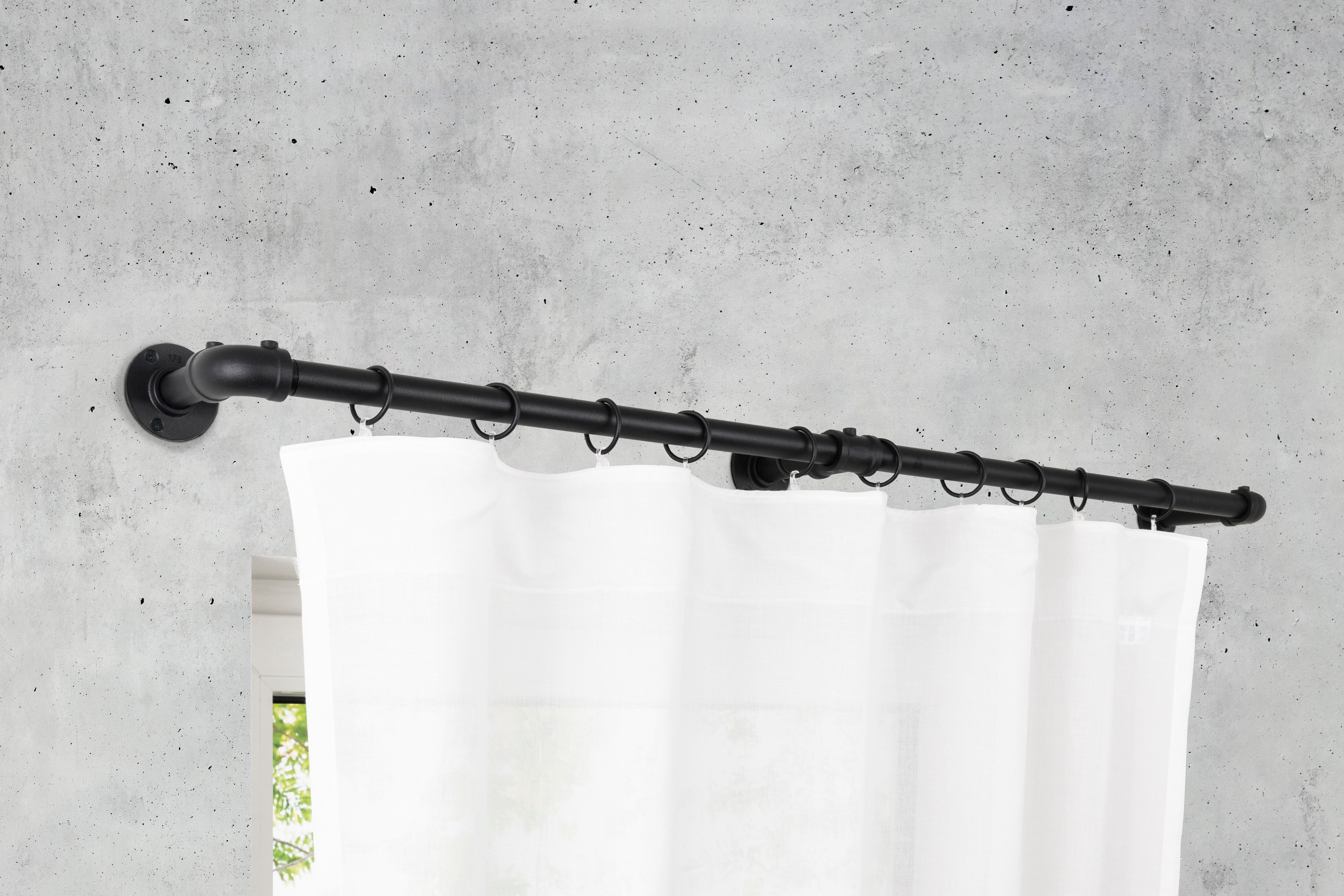Industrielle Gardinenstangen-Set (2 Stück) - Verstellbar 89-190 Cm, 1,6 Cm Durchmesser, Für Schwere Vorhänge Bis 11 Kg, Schwarz