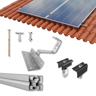 Halterung Balkonkraftwerk für Ziegeldach - 2 Module Komplettset 