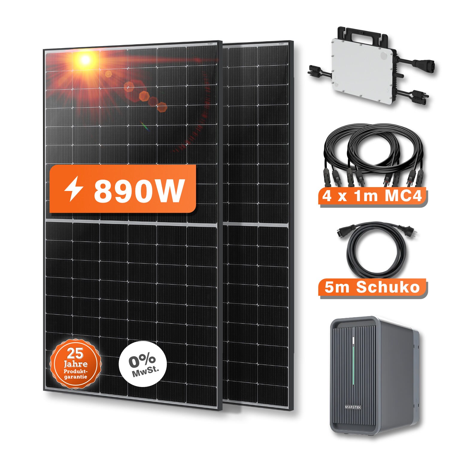 890W Bifaziales Balkonkraftwerk mit Speicher 