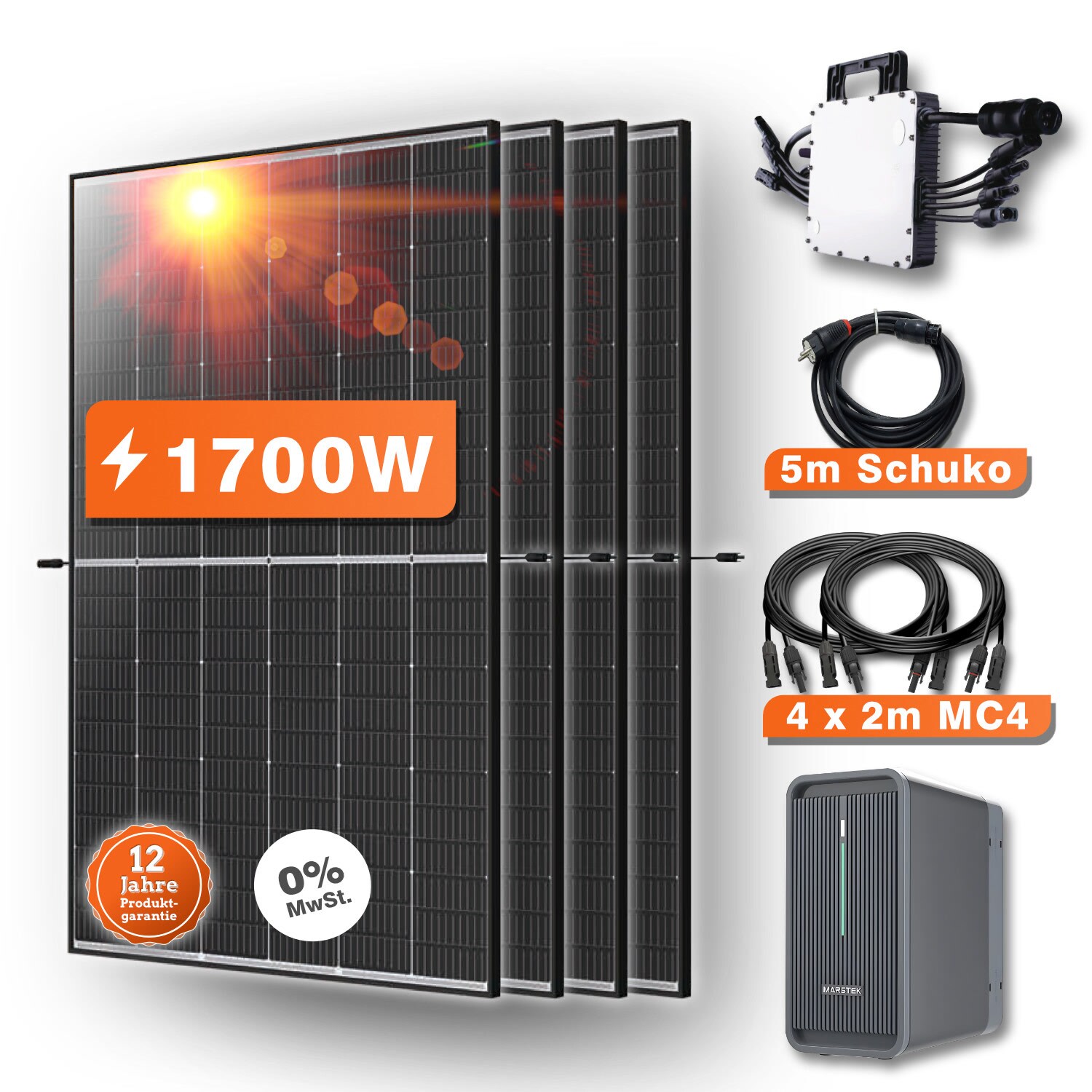 1700W Balkonkraftwerk mit Speicher 