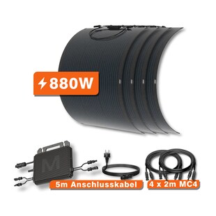 Flexibles 880 W Balkonkraftwerk mit Wechselrichter & Zubehör 