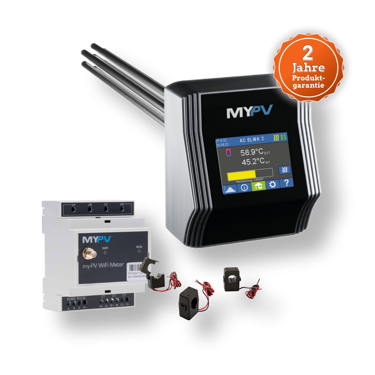 my-PV AC ELWA 2 | elektrischer stufenloser Heizstab 3,5 kW Warmwasser inkl. MyPV WiFi Meter 75A 