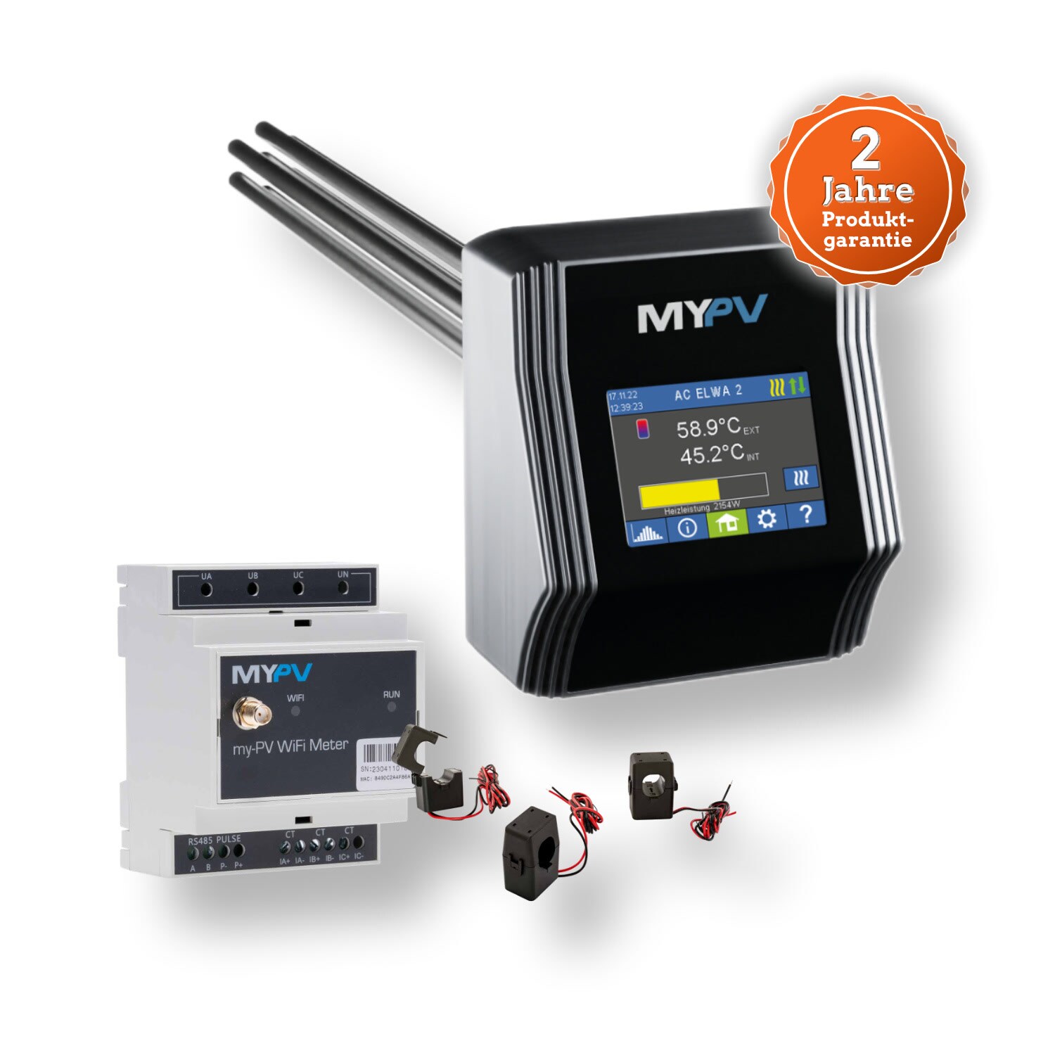 my-PV AC ELWA 2   elektrischer stufenloser Heizstab 3,5 kW Warmwasser inkl. MyPV WiFi Meter 75A