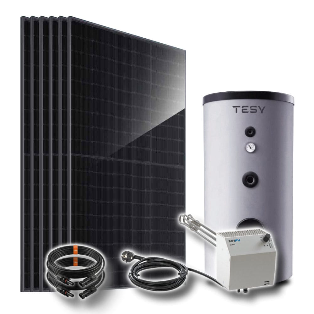 PV-Komplettset Warmwasser 2,6 kW &ndash; MyPV ELWA, 200 l Warmwasserspeicher & 6x 445W Solarmodule 