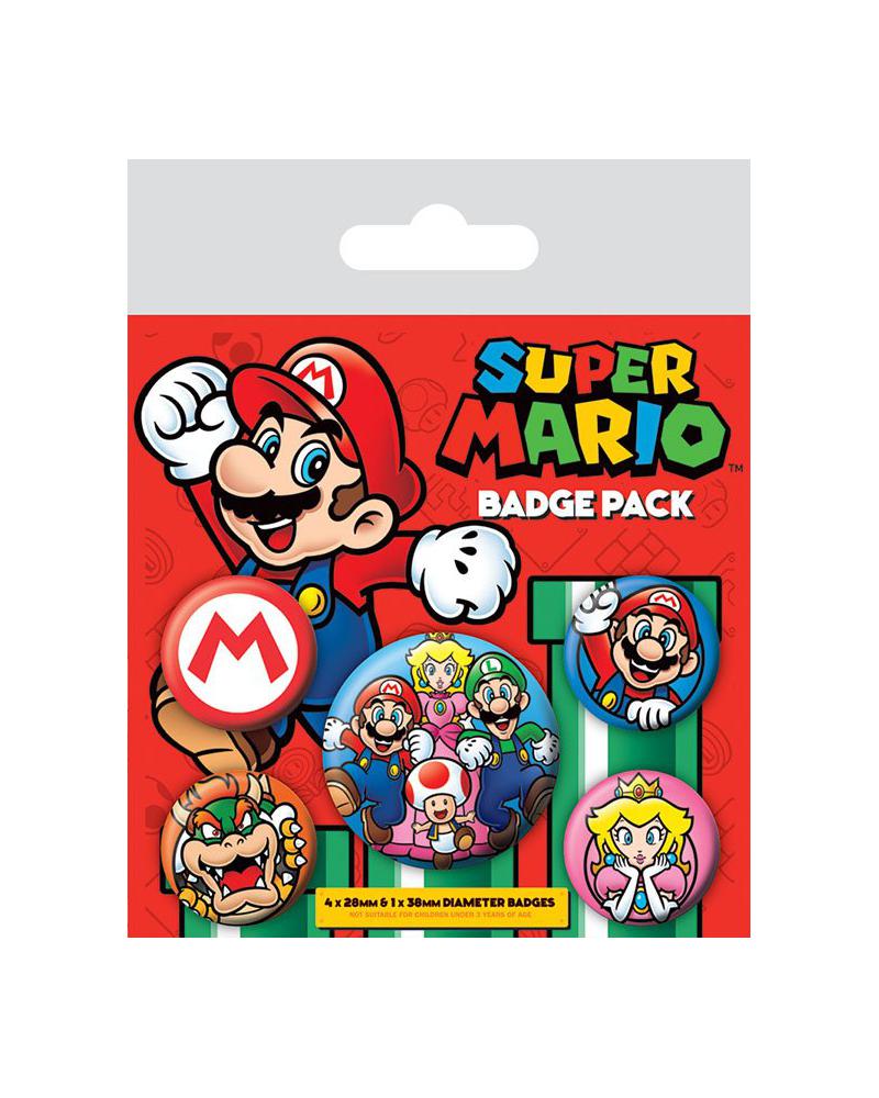 Super Mario Ansteck-Buttons 5er-Pack 