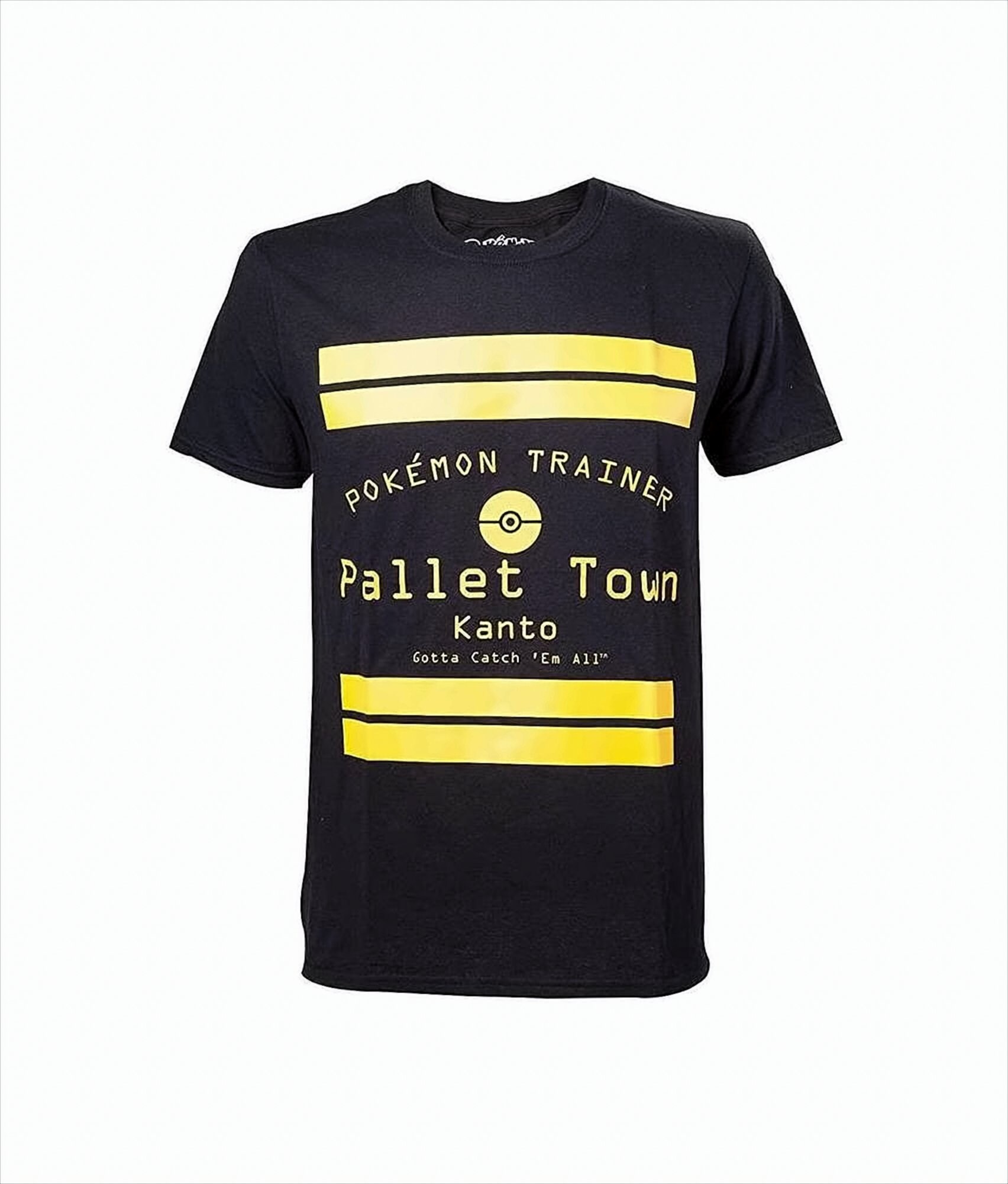 Pokemon Pallet Town Kanto Bedrucktes Herren Kurzarm T-Shirt Schwarz, L 