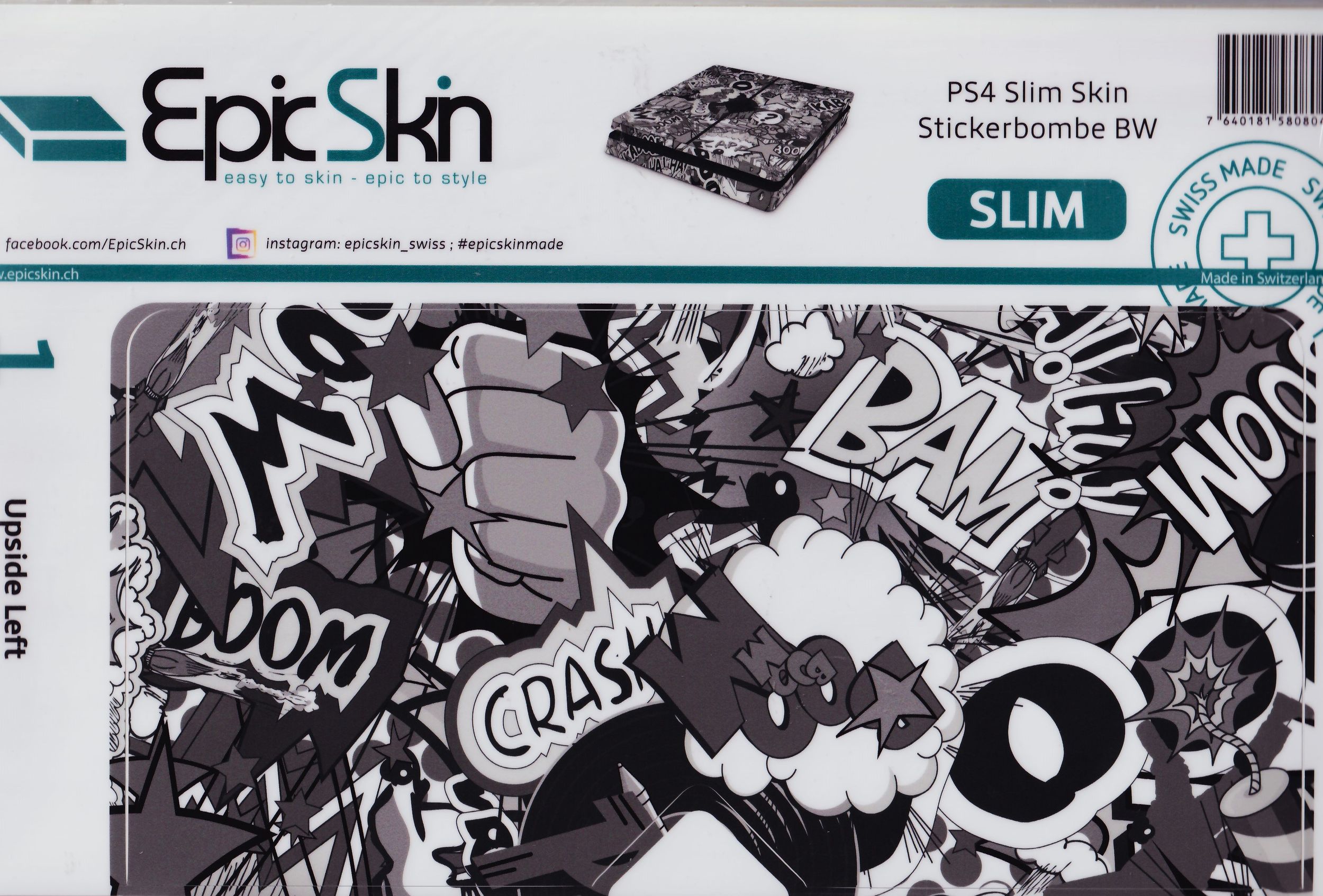 PS4 Slim Skin - Design Aufkleber Stickerbombe BW 