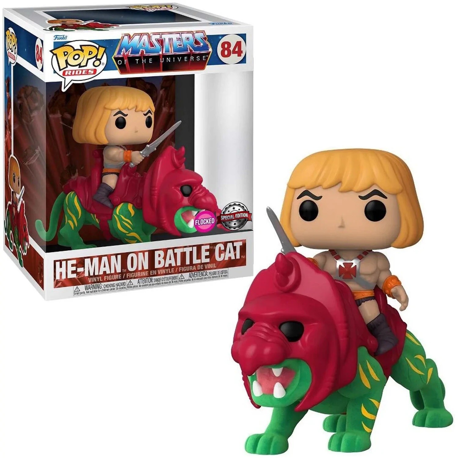 POP Rides - MOTU - He-Man on Battle Cat FLOCKED 