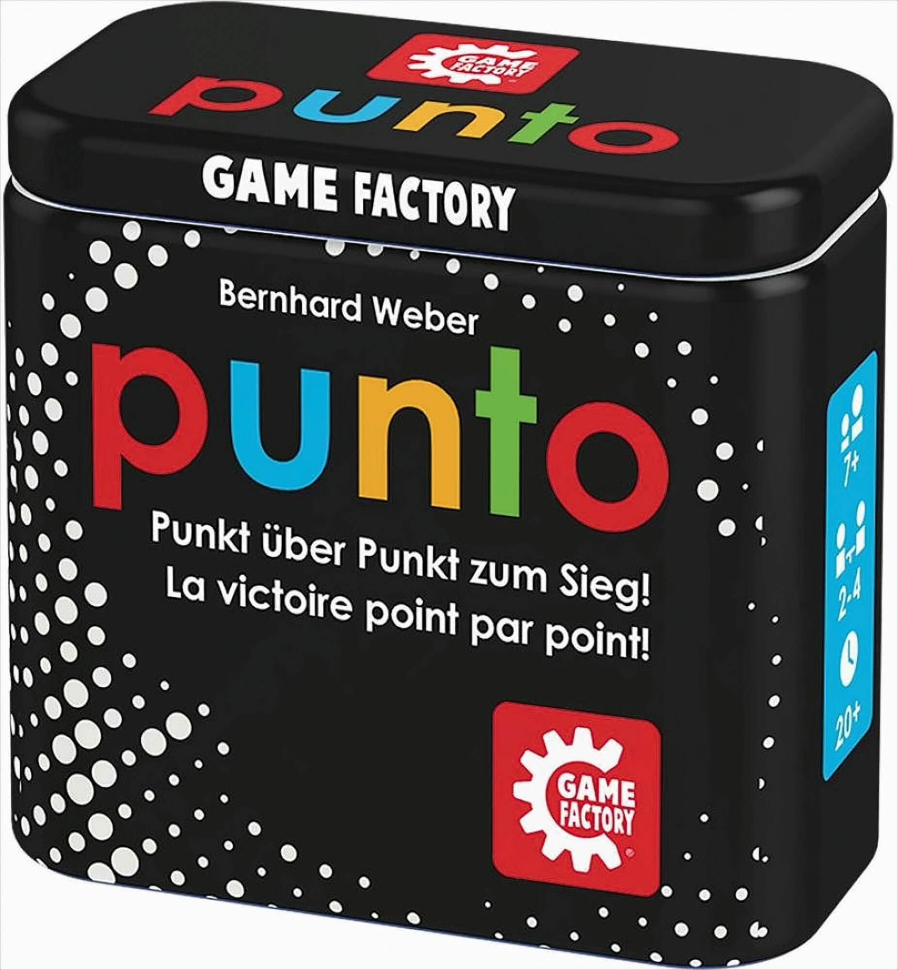 Game Factory 646214 Punto, Mini-Kartenspiel in handlicher Metalldose, Punkt zum Sieg 