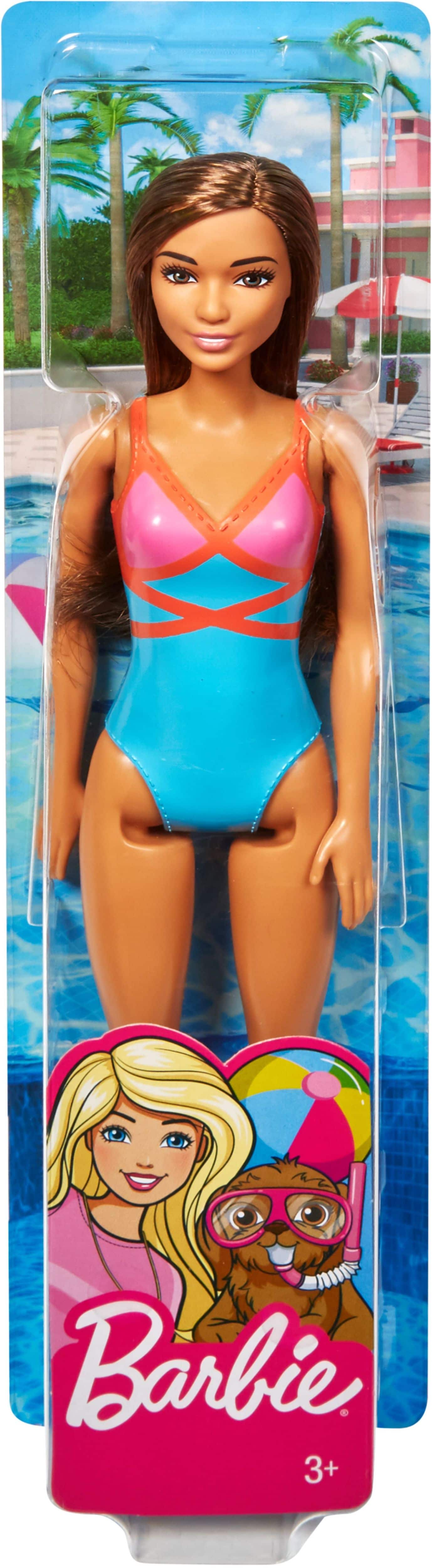 Mattel - Barbie Beach Puppe mit blauem Badeanzug 