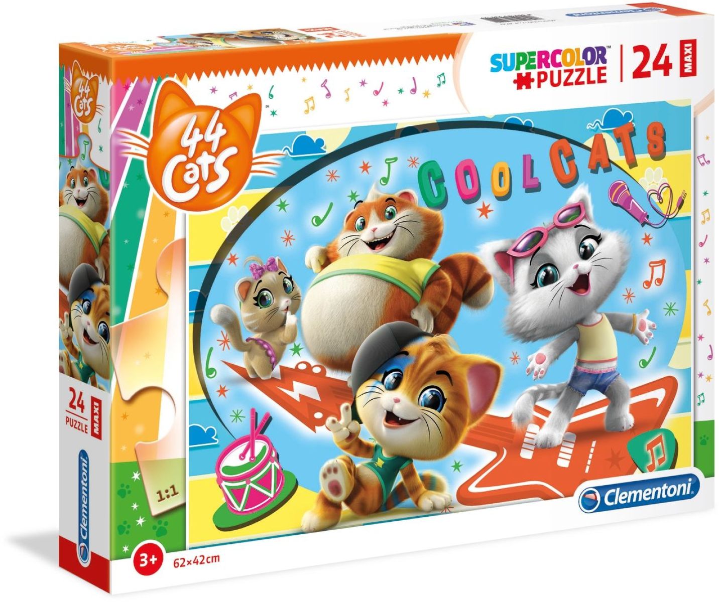 Supercolor Puzzle - 44 Cats, 24 Teile 