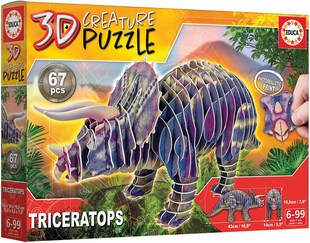 3D Triceratops 67 Teile Puzzle 