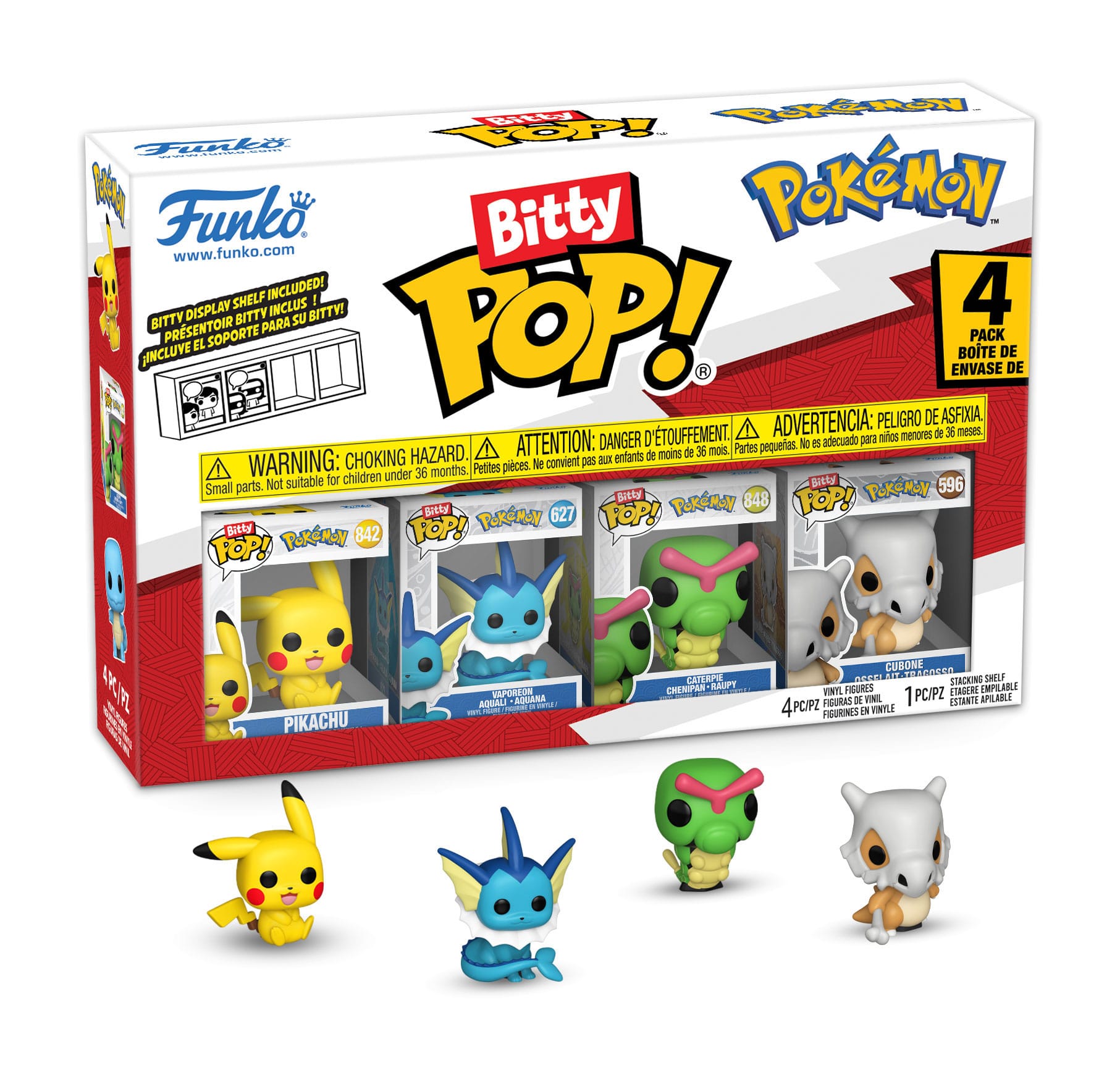 Bitty POP - Pok&eacute;mon - Series 1 4er-Pack (Pikachu, Vaporeon, Caterpie, Cubone) 