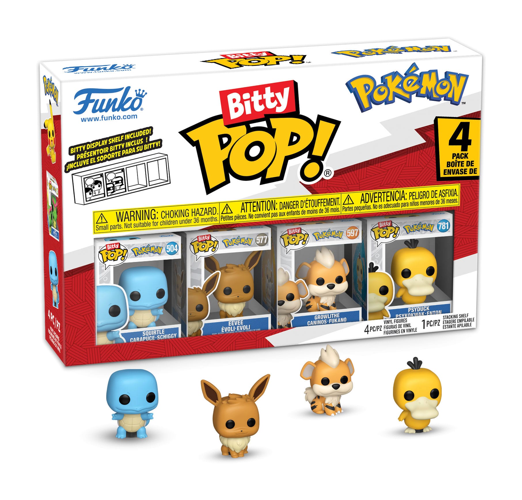 Bitty POP - Pok&eacute;mon - Series 4 4er-Pack (Squirtle, Eevee, Growlithe, Psyduck) 