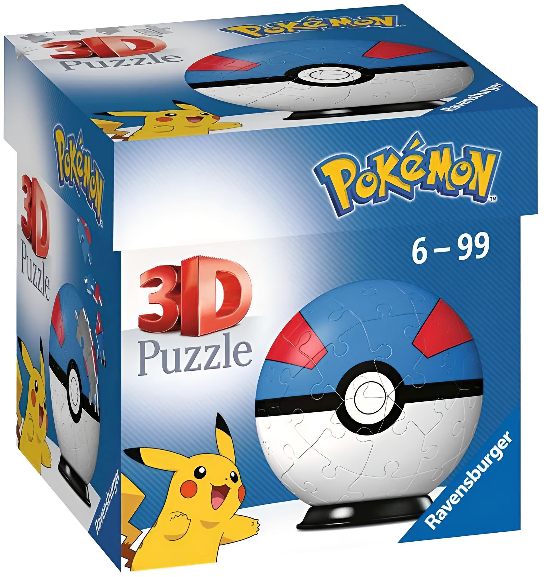 3D Puzzle-Ball - Pok&eacute;mon Pok&eacute;balls - Superball, 54 Teile 