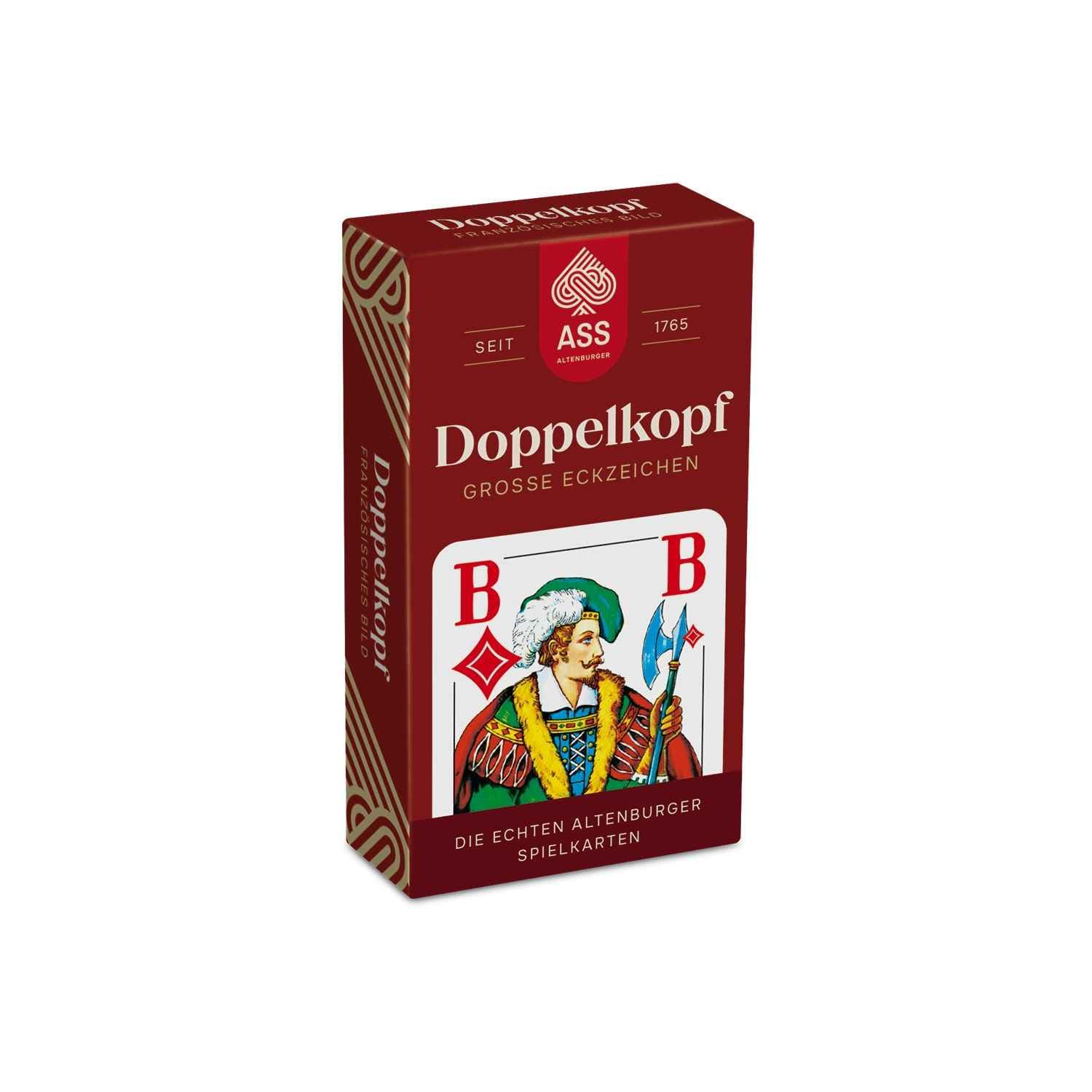 Doppelkopf, gro&szlig;e Eckzeichen, franz&ouml;sisches Bild (plastikfrei im Spiel) 