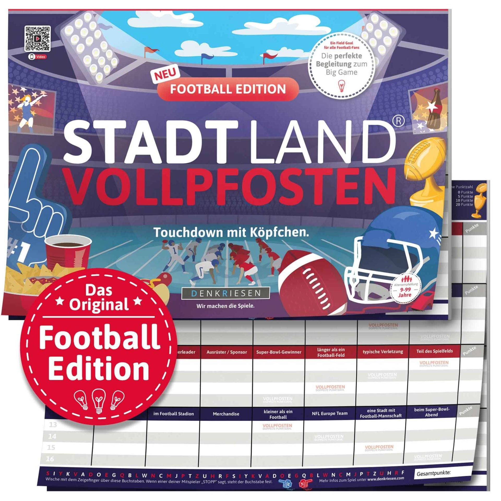 STADT LAND VOLLPFOSTEN - FOOTBALL EDITION - "Touchdown mit K&ouml;pfchen." - A4 