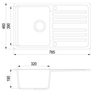 Granit Verbundspüle Küchen Einbau Auflage Spüle+Drehexcenter+Siphon Spülbecken Schwarz 