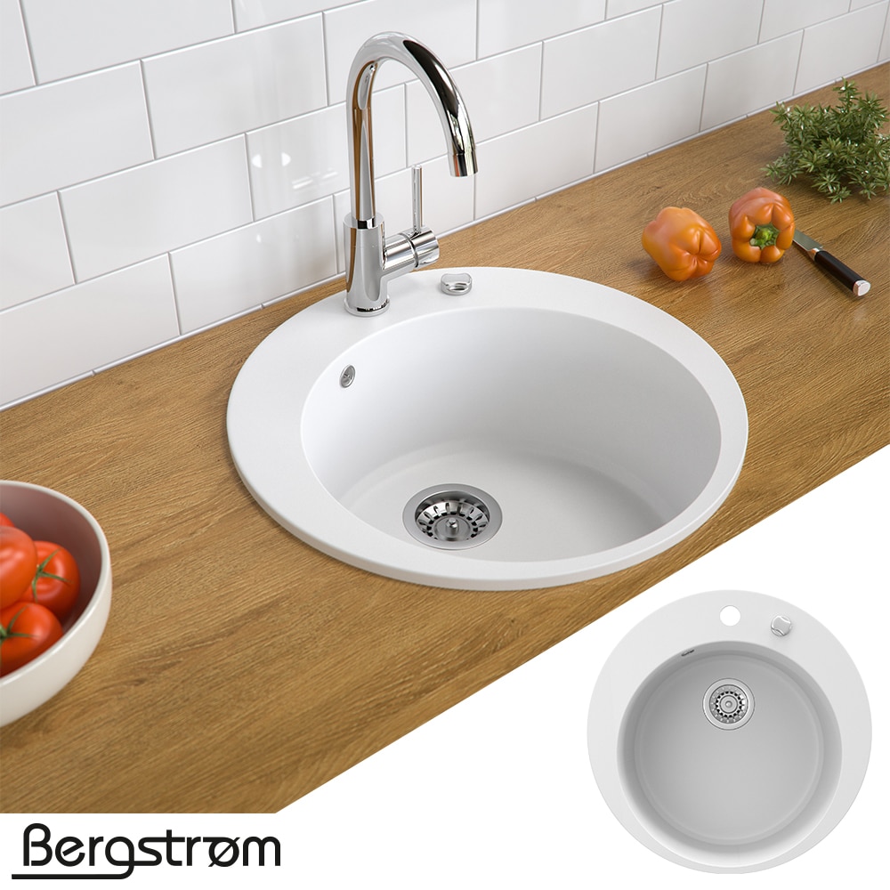 Granit Sp&uuml;le K&uuml;chensp&uuml;le Einbausp&uuml;le Sp&uuml;lbecken+Drehexcenter+Siphon Wei&szlig; 