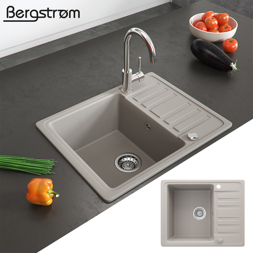 Granit Spüle Küchenspüle Einbauspüle Spülbecken+Drehexcenter+Siphon Beige