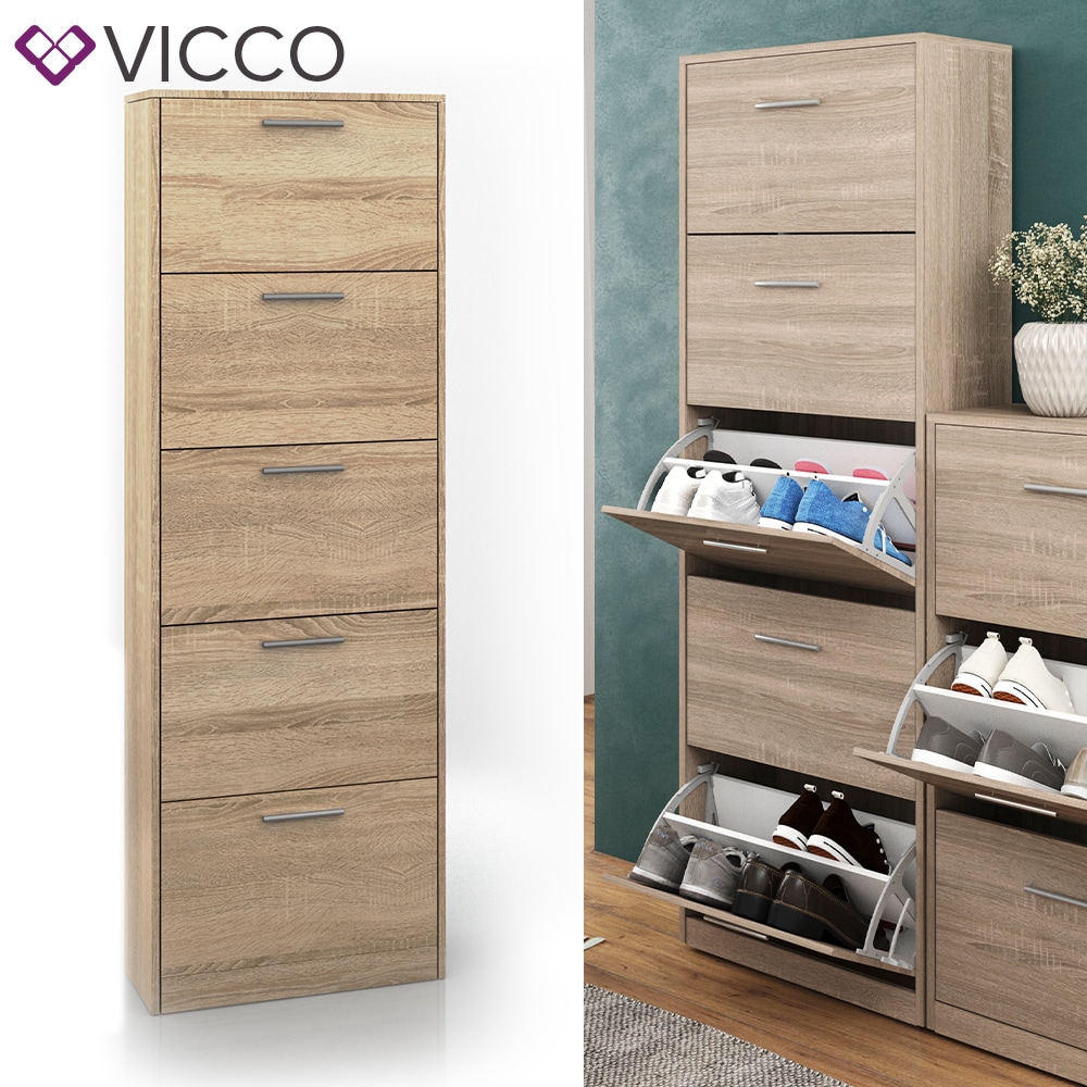 Vicco Schuhschrank Gizmo Schuhkipper Schuhregal Regal 5 F&auml;cher Sonoma 