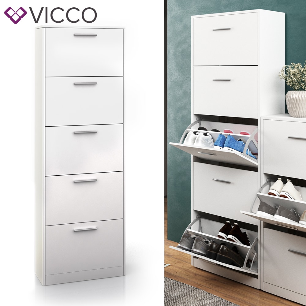 Vicco Schuhschrank Gizmo Schuhkipper Schuhregal Regal 5 F&auml;cher  Wei&szlig; 