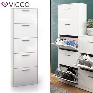 Vicco Schuhschrank Gizmo Schuhkipper Schuhregal Regal 5 Fächer  Weiß 
