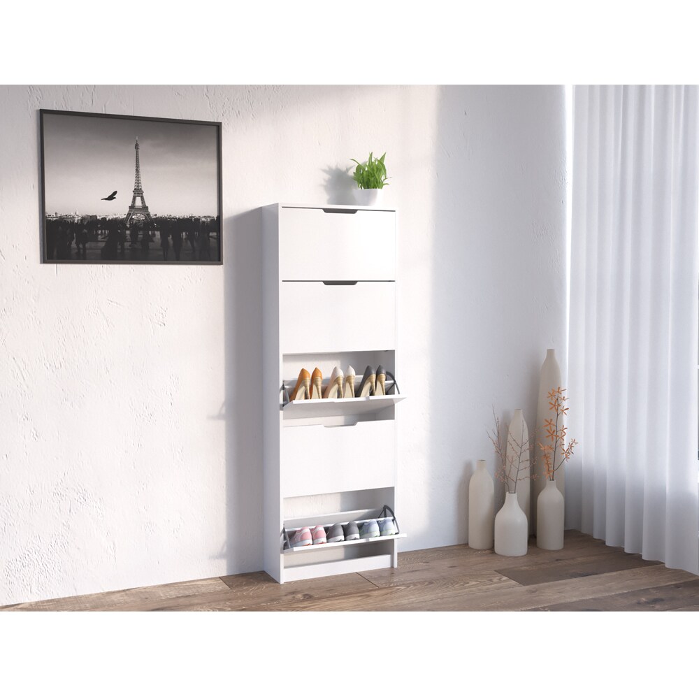 Schuhkipper 5 F&auml;cher Wei&szlig; - Schuhregal Schuhschrank Schuhkommode Aufbewahrung Schuhe Diele Hausflur 