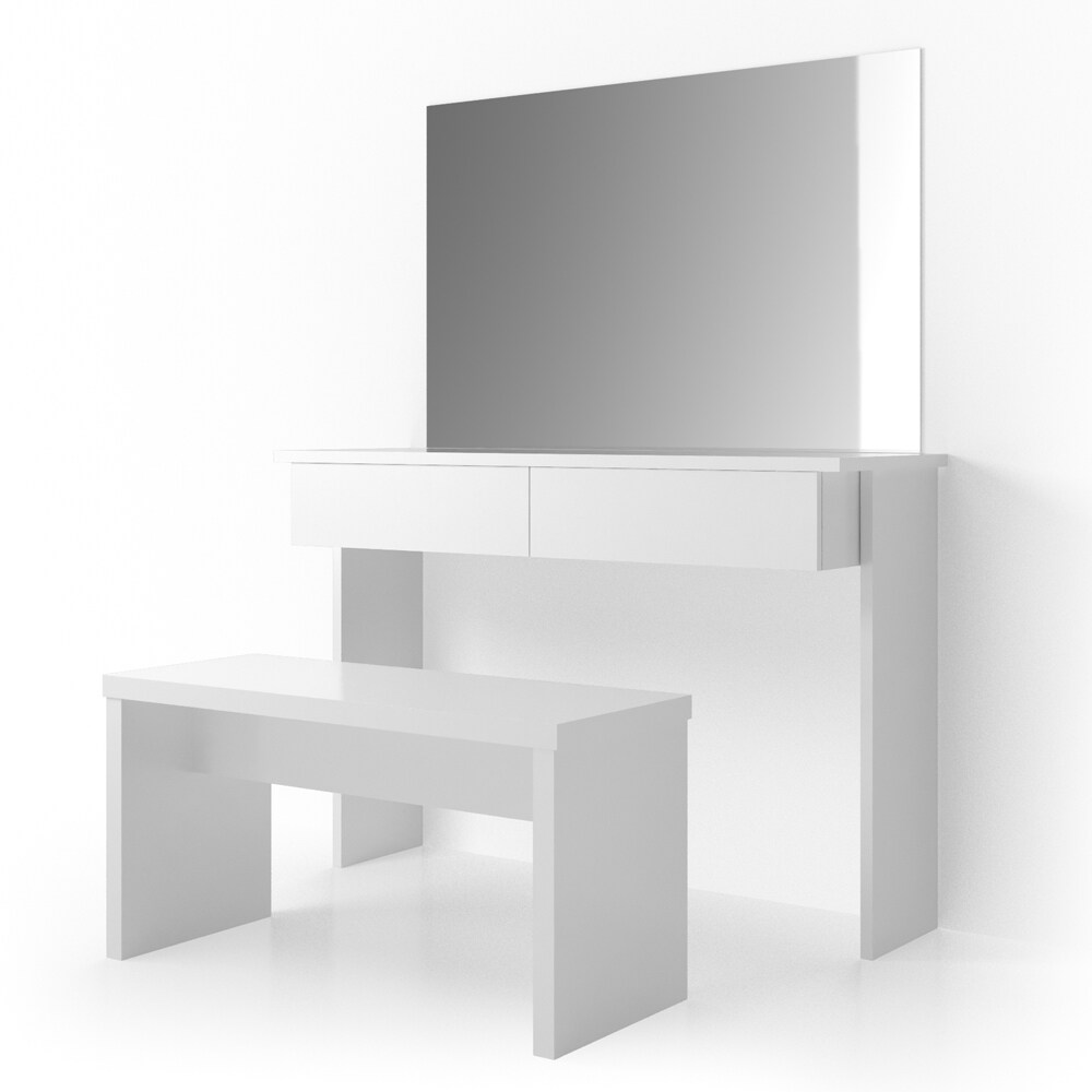 Vicco Schminktisch Azur Kosmetiktisch Frisiertisch Frisierkommode Wei&szlig; Hochglanz inklusive Sitzbank und Spiegel 