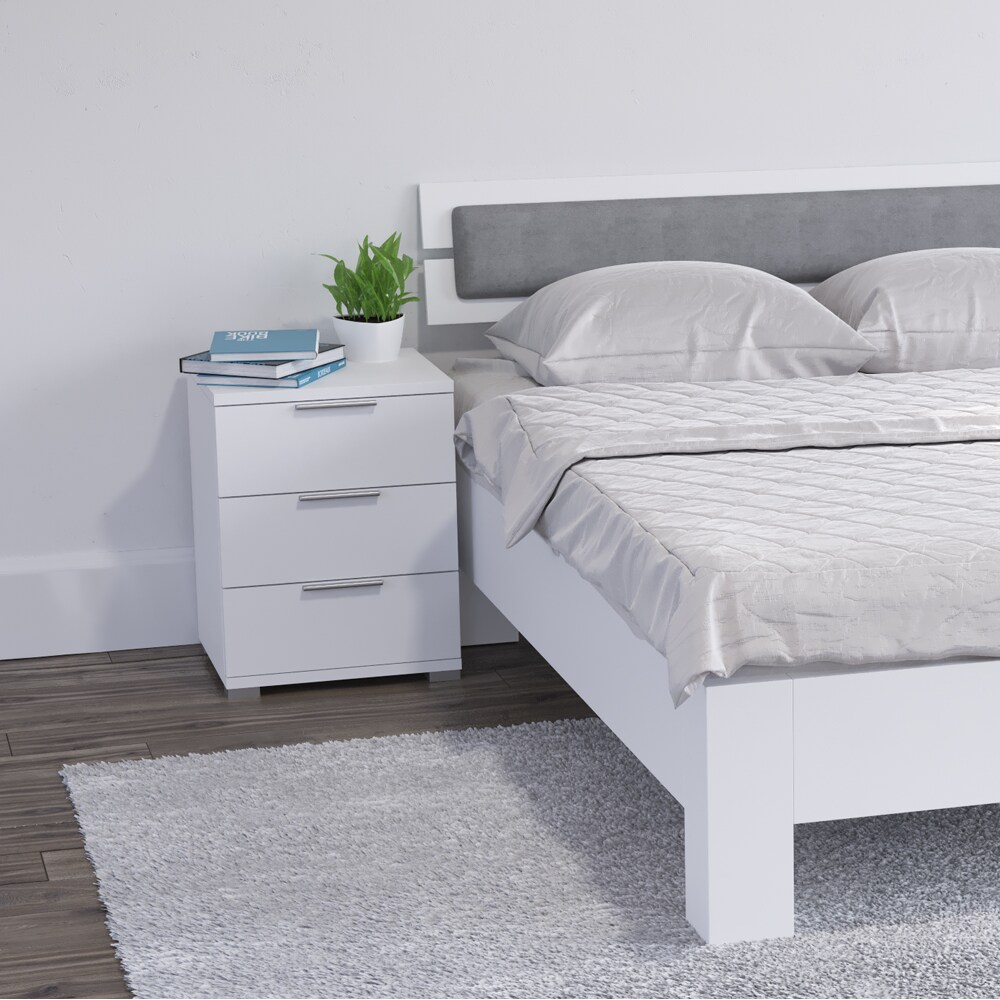 Vicco Nachttisch Marseille – Weiß Hochglanz, 46.2 X 60 Cm, Mit 3 Schubfächern