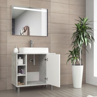 VICCO Waschbeckenunterschrank FYNN Weiß Grau - Badmöbel Badschrank Unterschrank 