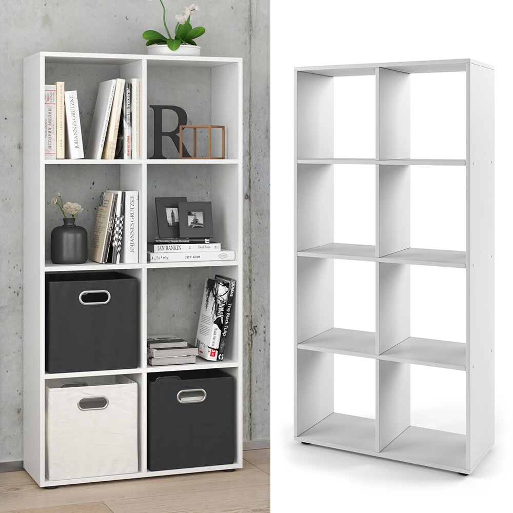 VICCO Raumteiler SCUTUM 8 F&auml;cher Wei&szlig; - Regal B&uuml;cherregal Raumteiler Standregal B&uuml;roregal 