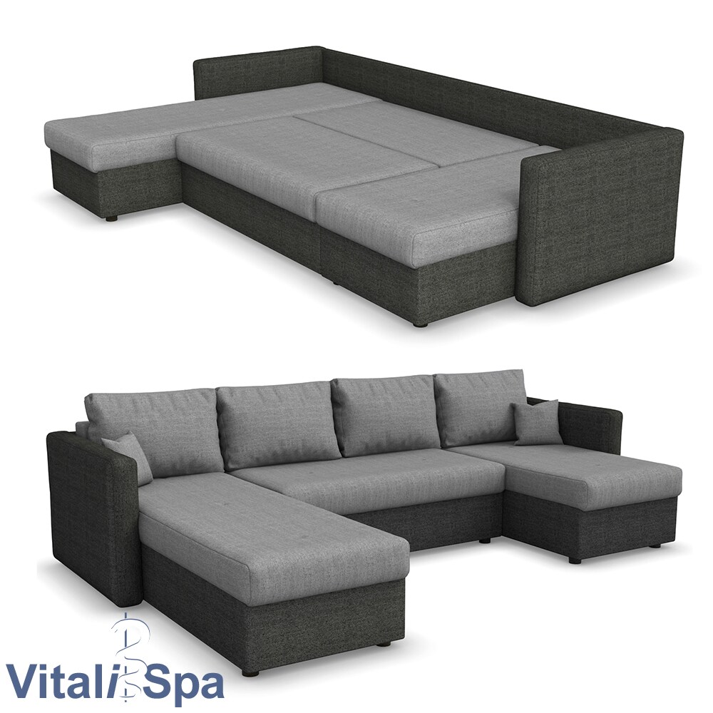 VICCO XXL Ecksofa mit Schlaffunktion Anthrazit