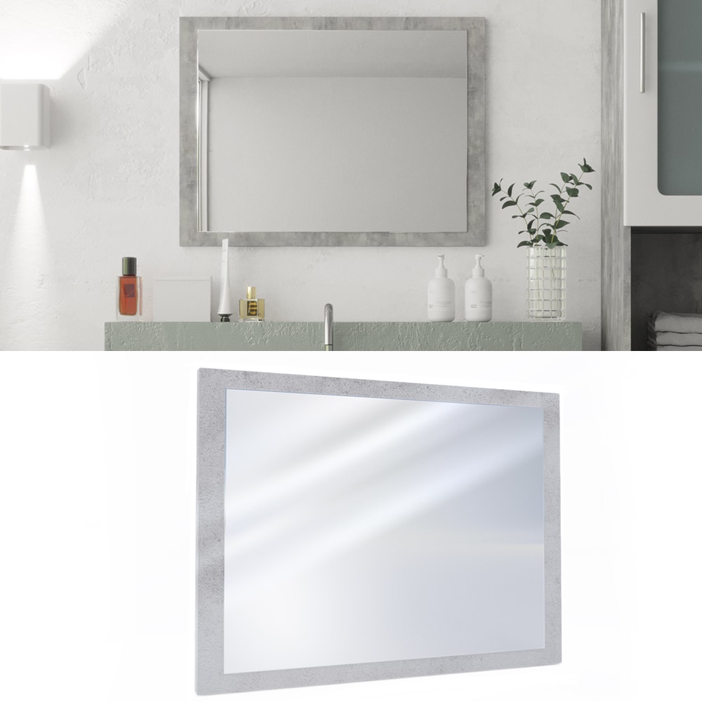 VICCO Badspiegel 45 x 60 cm Grau Beton - Badezimmerspiegel Spiegel H&auml;ngespiegel 