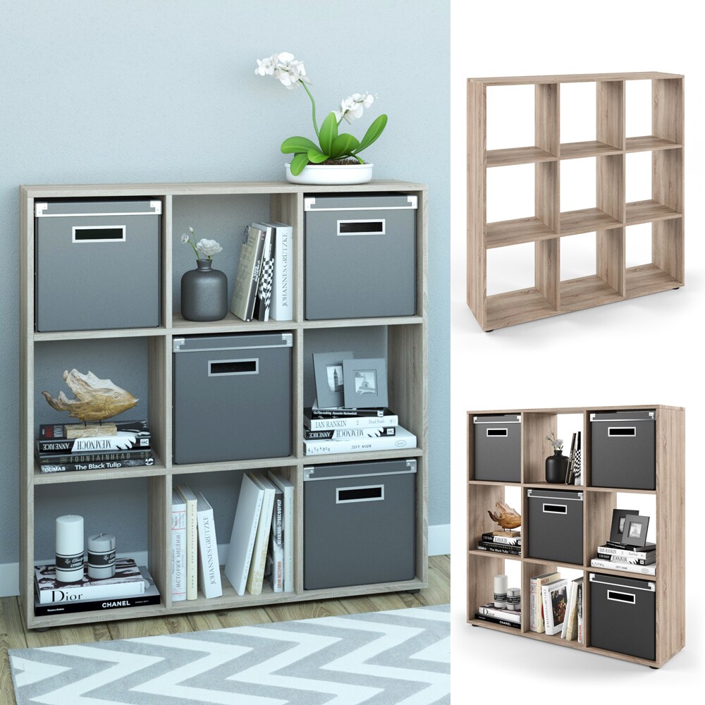 VICCO Raumteiler NOVE 9 Fächer Sonoma Eiche - Würfelregal Raumtrenner Standregal