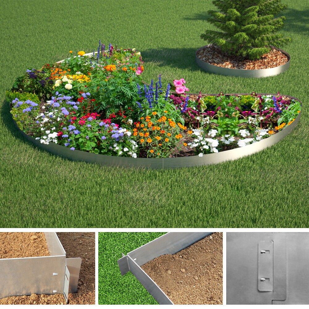 Rasenkante 10m 100x18cm verzinkt Beeteinfassung Beetumrandung Mähkante Metall Palisade