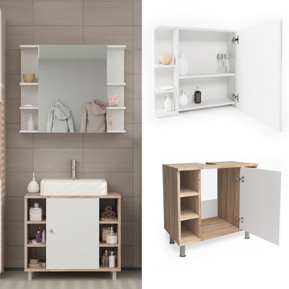 Vicco - Ensemble de meubles de salle de bain Fynn, Sonoma, 2 parties