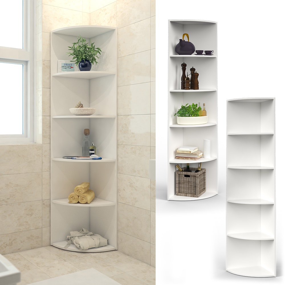 VICCO Eckregal ECKI 180 x 40 cm Wei&szlig; - K&uuml;chenregal Badregal Winkelregal Regal 