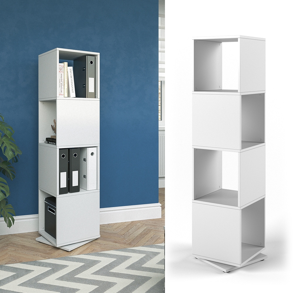 Vicco Drehregal XXL Regal Ordnerregal B&uuml;roregal Standregal Akten Schrank Wei&szlig; 